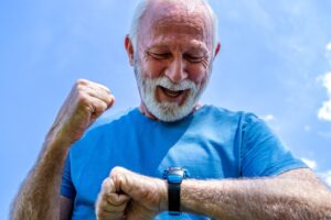 Older People Checks Monitoring Data Through Smart Watch