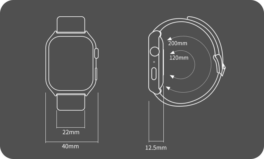 GTS7 Pro Smart Watch Size