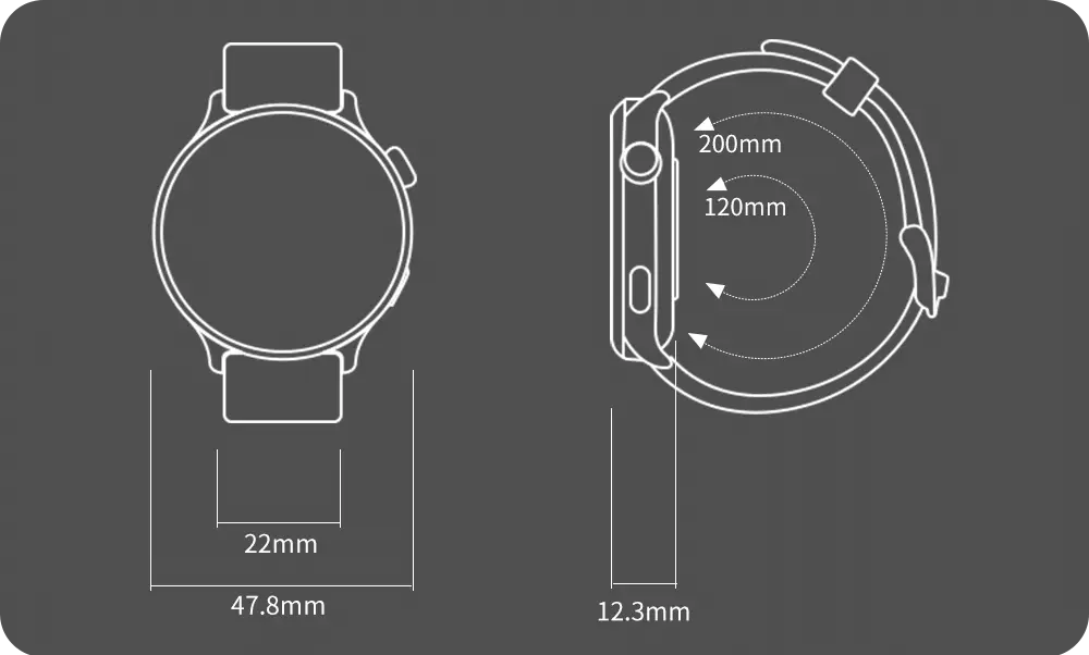 GTR2 Smart Watch Size