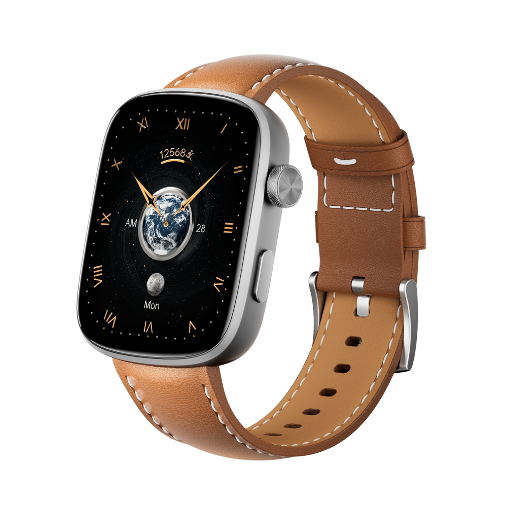 Runmefit GTS8 AMOLED Smart Watch - Leather-Brown